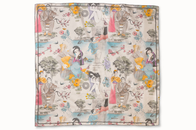 Modern Love scarf in Watercolor, flat