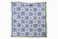 unfolded blue patterned scarf