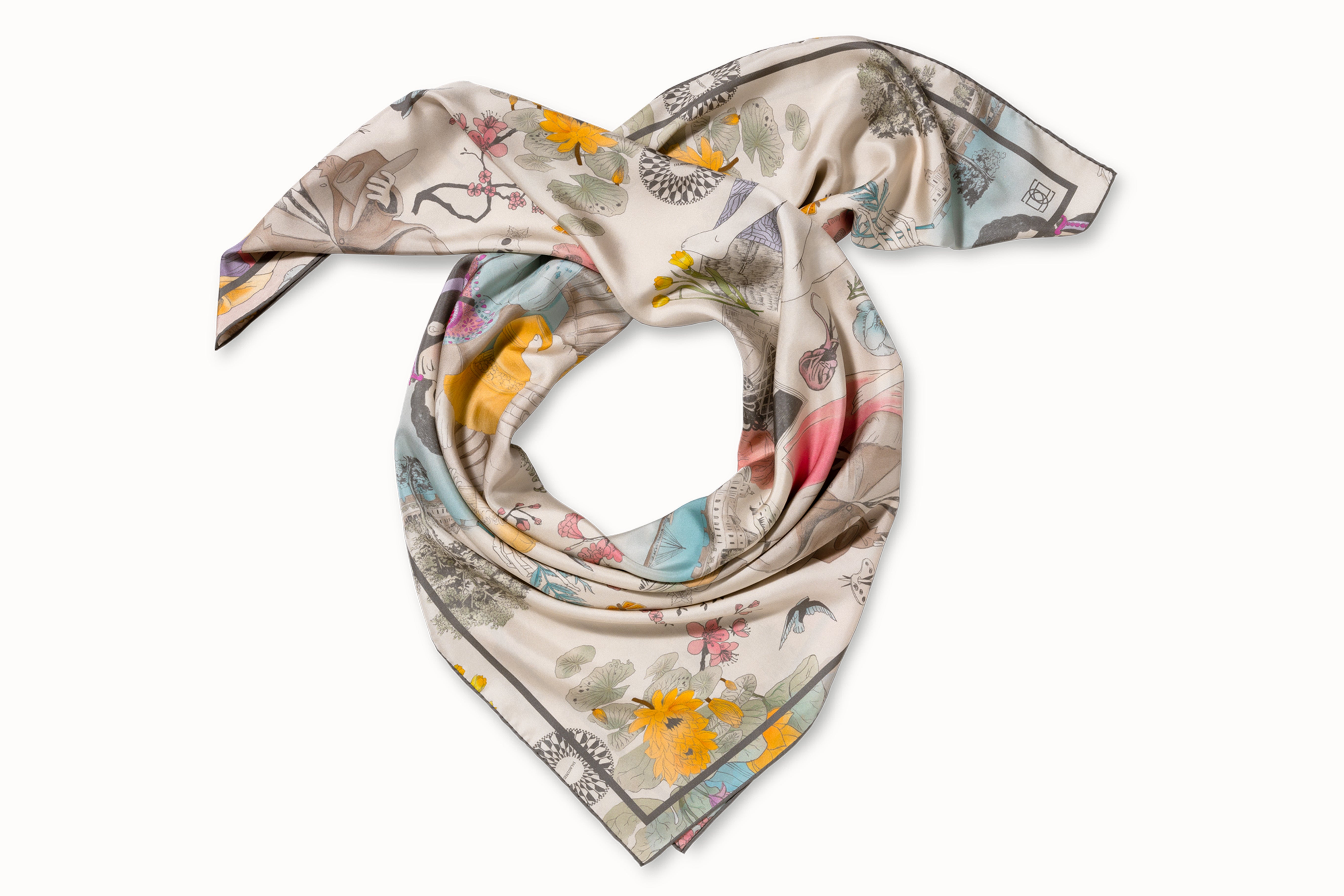 Modern Love scarf in Watercolor, rolled