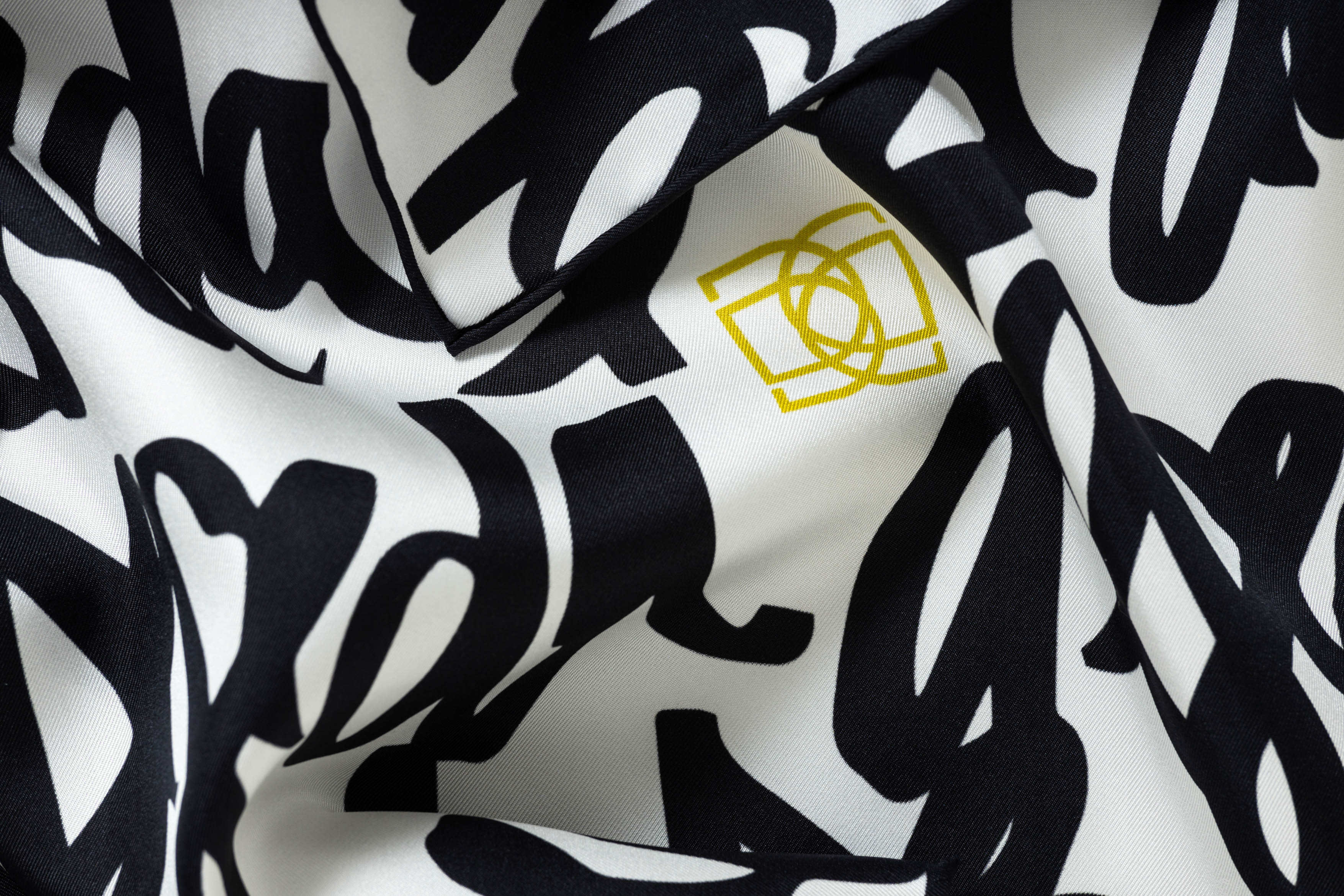 Monochrome Logo-Print Silk Scarf